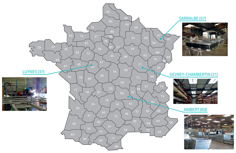 Sites de production en France 