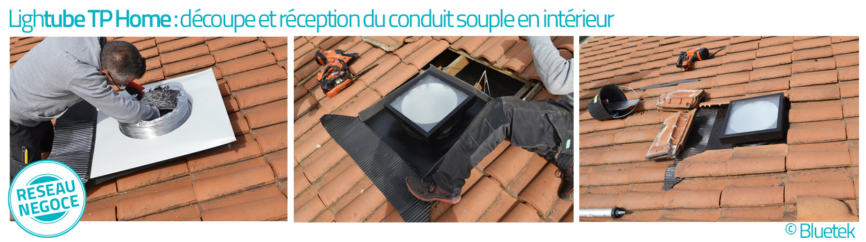 Lightube TP Home : raccord tuile posé tout comme l'adaptateur