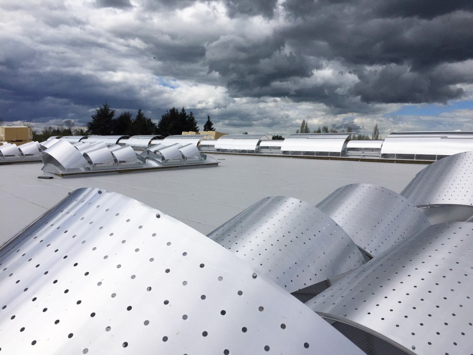 Publireportage société Cetih à Roanne : l'exemple d'une rénovation de toiture avec voûtes polyester par des lanterneaux Bluetek