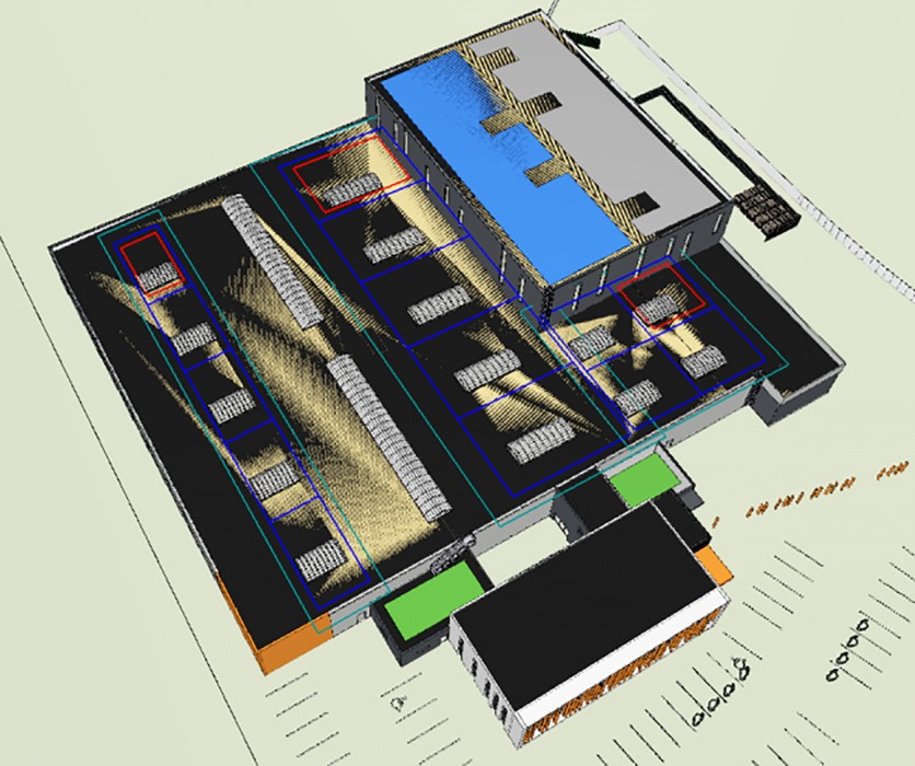 Implantation lanterneaux et étude lumière