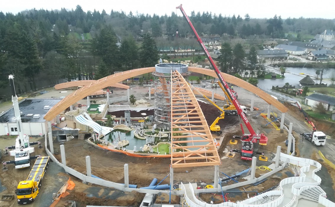 Travaux construction dôme du domaine des Ormes